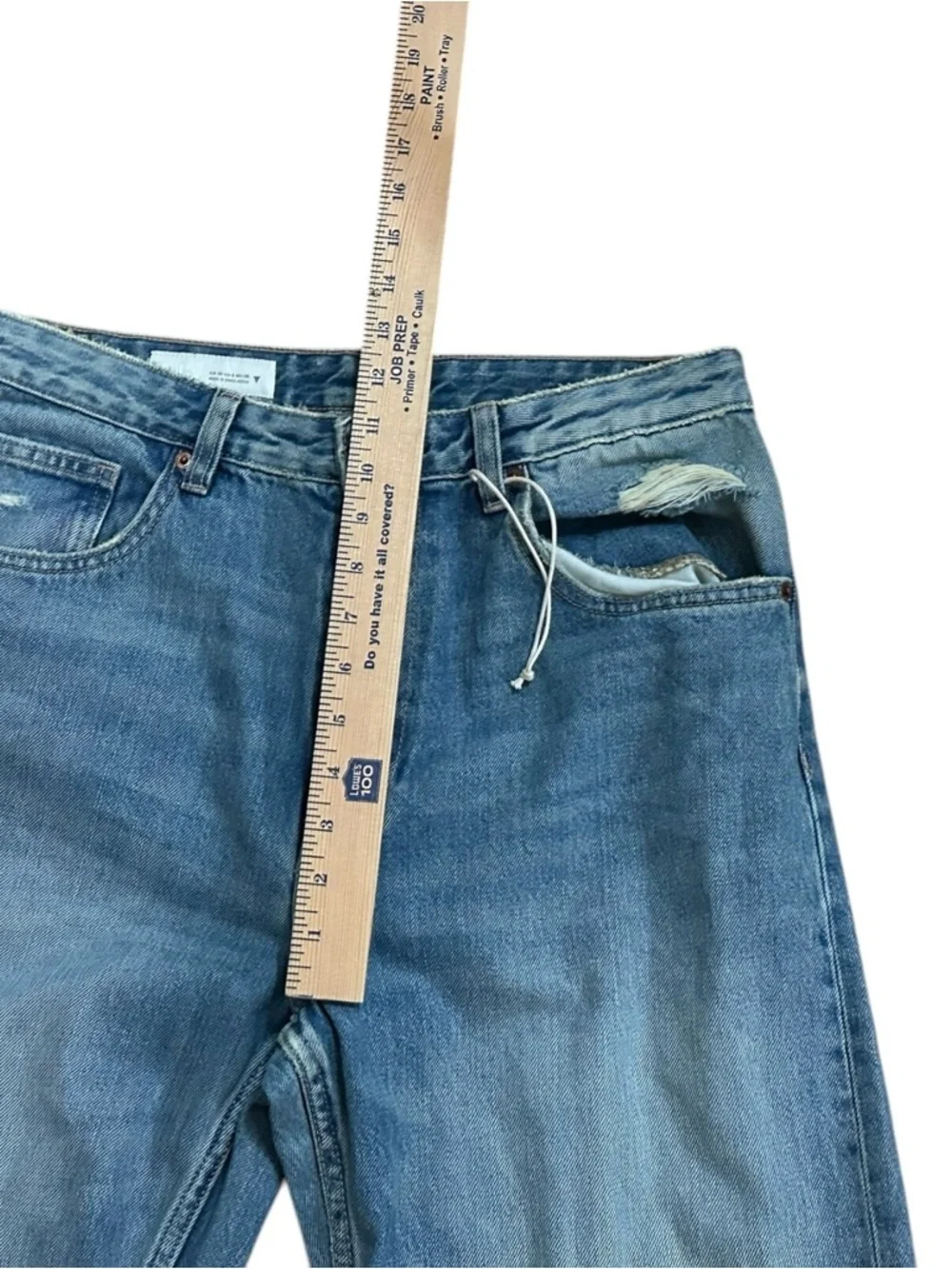 Zara The Boyfriend Ripped Mid-Rise Distressed Relaxed Jeans Sz 6 Waist 15 inches - Picture 11 of 16